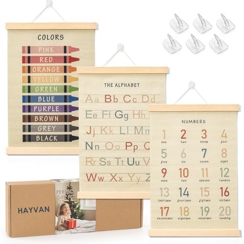  Toddler Learning Posters 12x16 Inch (3-Pack) - Educational Wall Decor for 