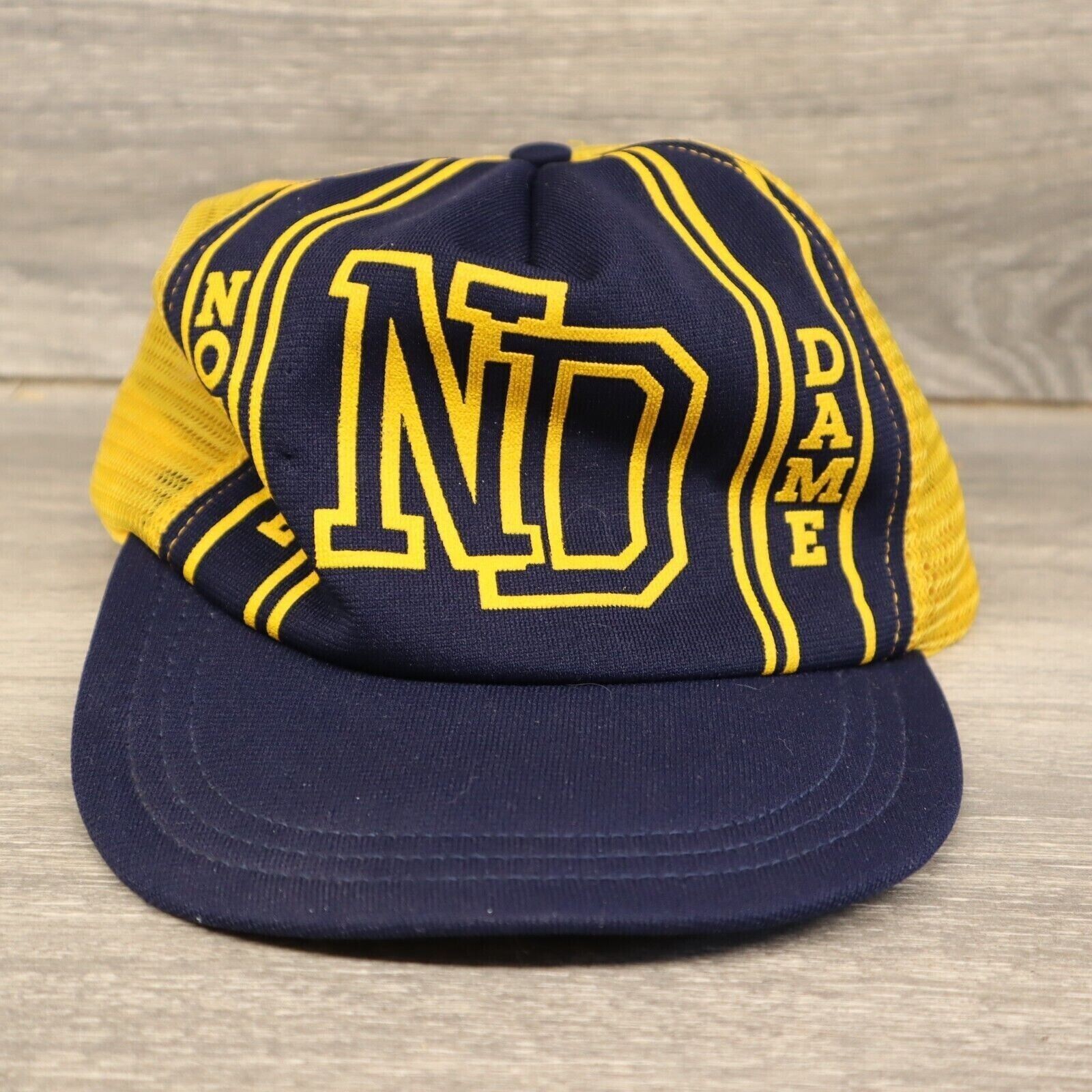 Vintage Notre Dame Mesh Snapback 3 ND Spell out Trucker Hat Made In USA 80’s