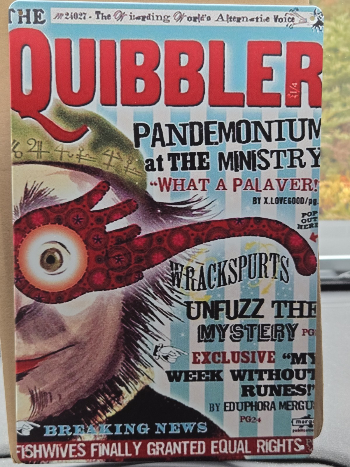 Harry Potter Quibbler Front Cover Sign Tin Pandemonium Colorful 8" x 12"
