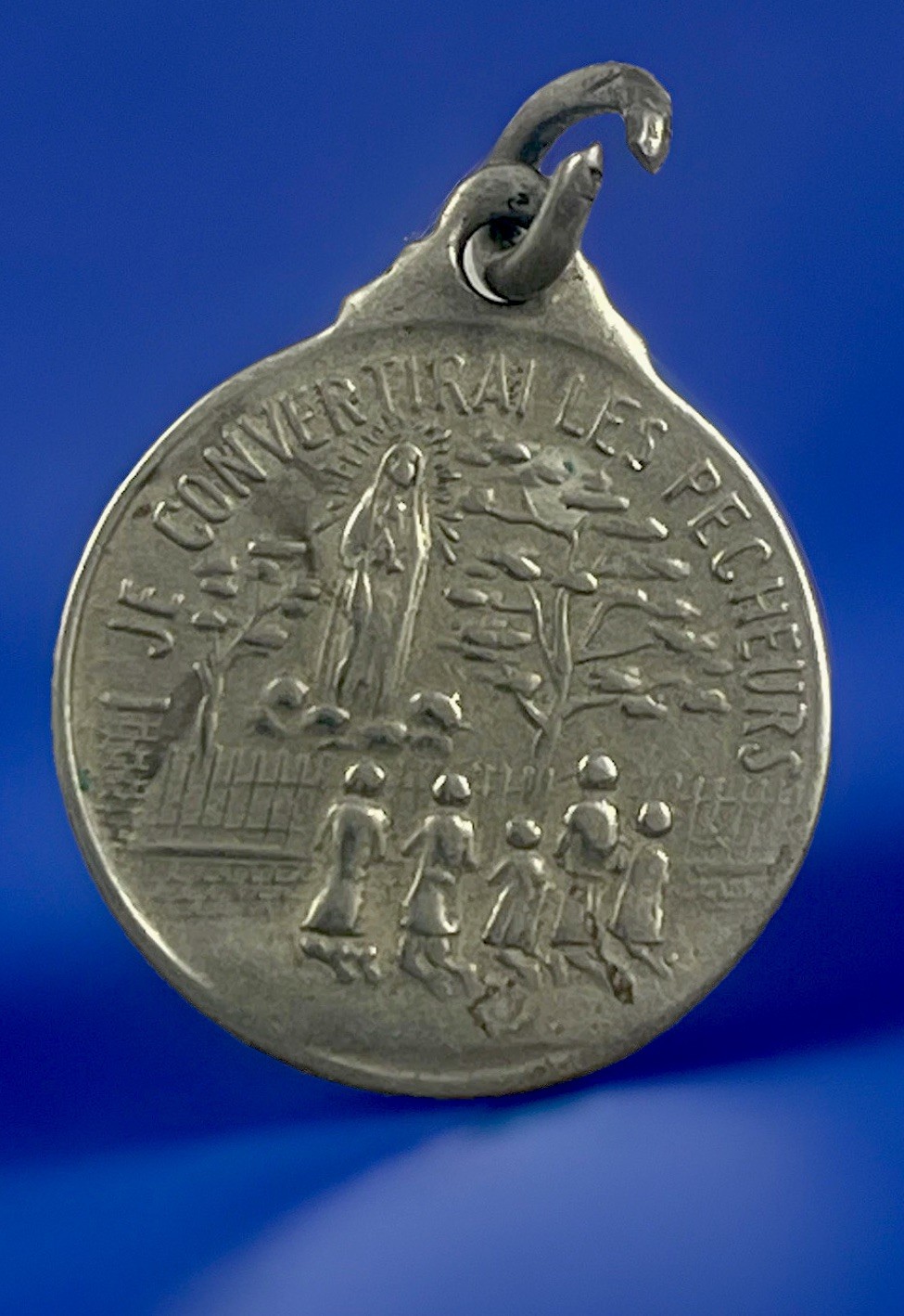 Vintage Catholic Mary, Notre Dame De Beauraing Silver Tone Religious Medal