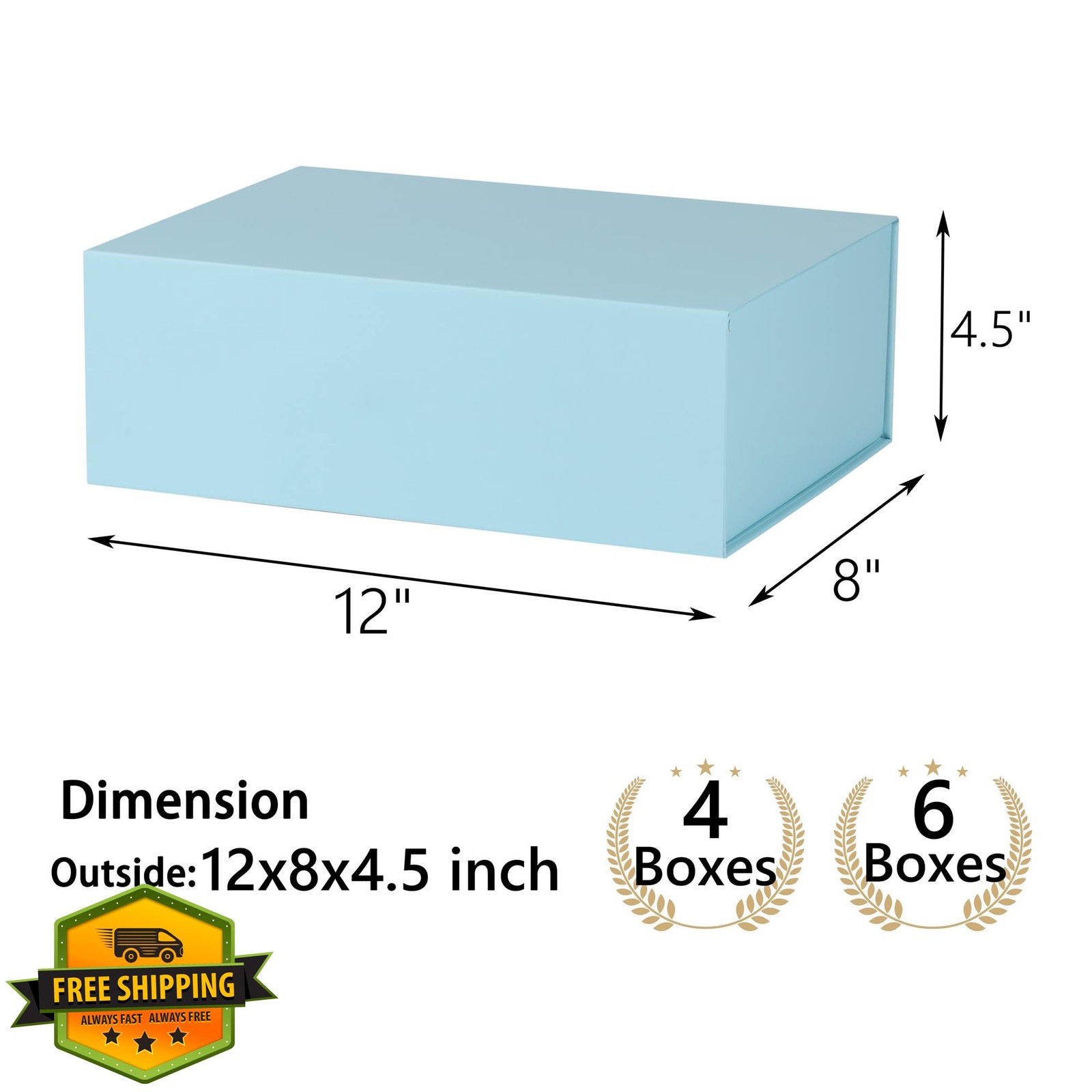 MUMUPACK 6pk 12x8x4.5" Blue Gift Boxes Lids Bridesmaid Proposal Wedding