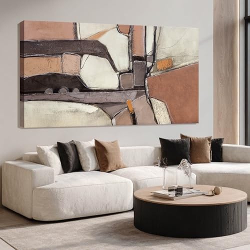Large Wall Art Grey Canvas Art Wall Decor and Abstract Wall 48"L x 24"W Brown