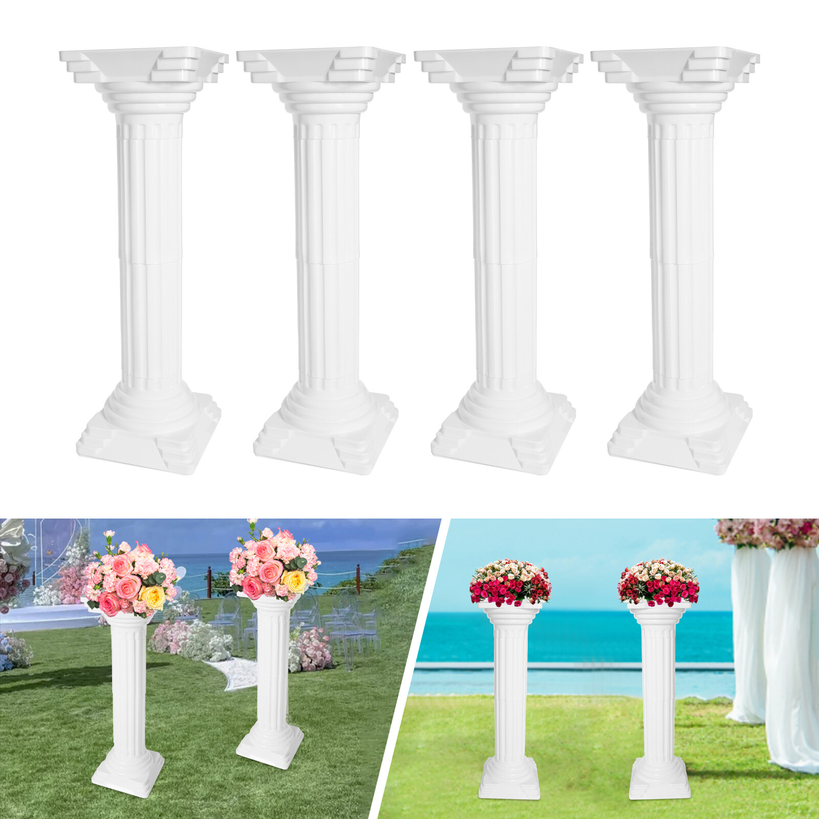 4pcs Roman Column For Wedding Landscaping Pillar Event Decorative Columnar White