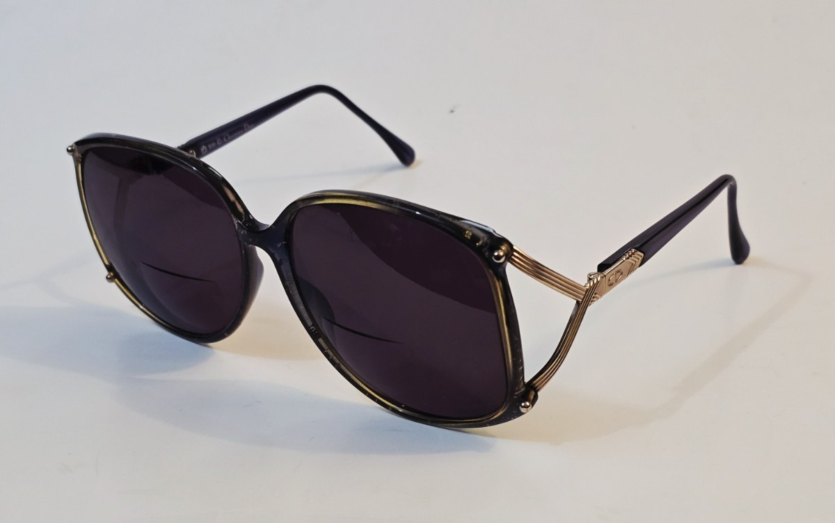 Vtg Christian Dior 2496 Oversize Eyeglass/Sunglass Frames Only Optyl w/Gold Foil