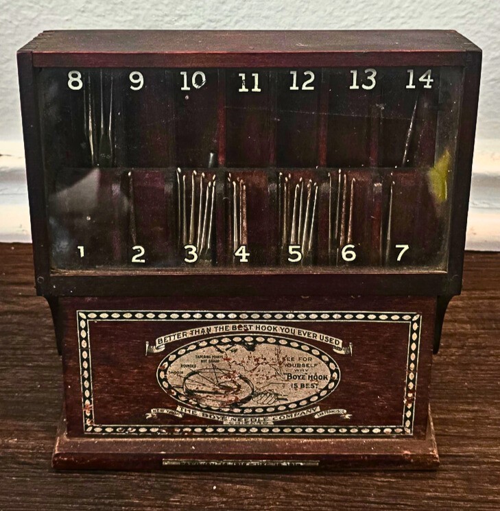 Boye Needle Company Antique Wooden Needle Case with Hand Sewing Needles