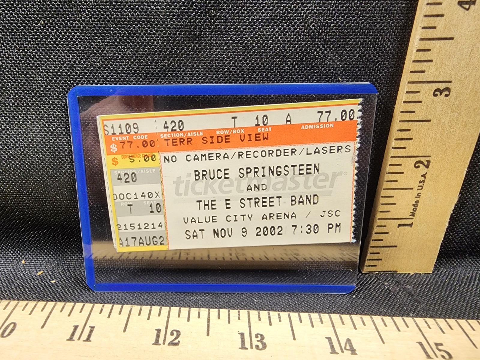 Vintage Concert Ticket Stub Bruce Springsteen Value City Arena OH 11/9/2002 Used