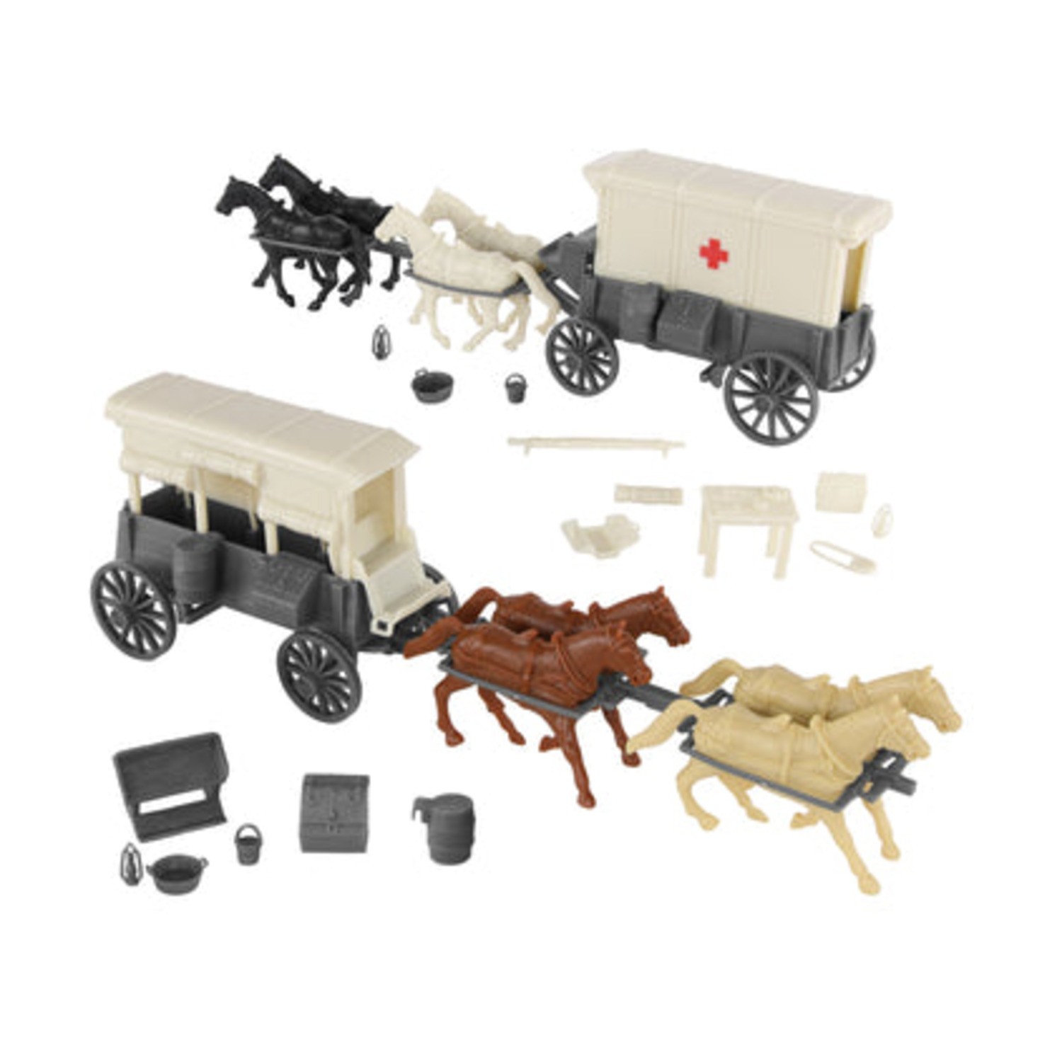 VictoryBuy Toy American Civil War Ambulance Wagons - Gray New