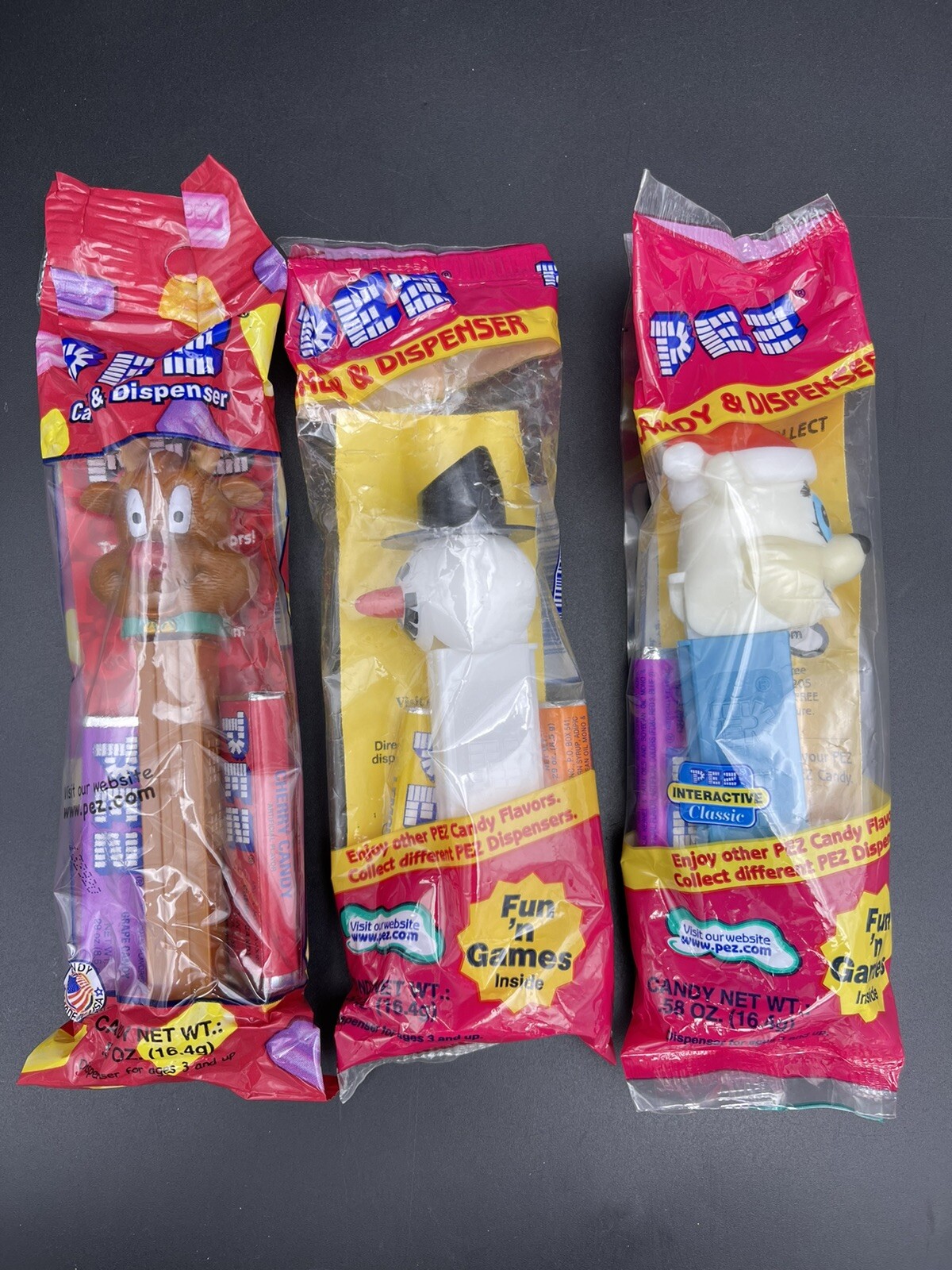 PEZ Dispenser Christmas Pack 3 Rudolph, Snowman, and Polar Bear 2003 RETIRED NEW