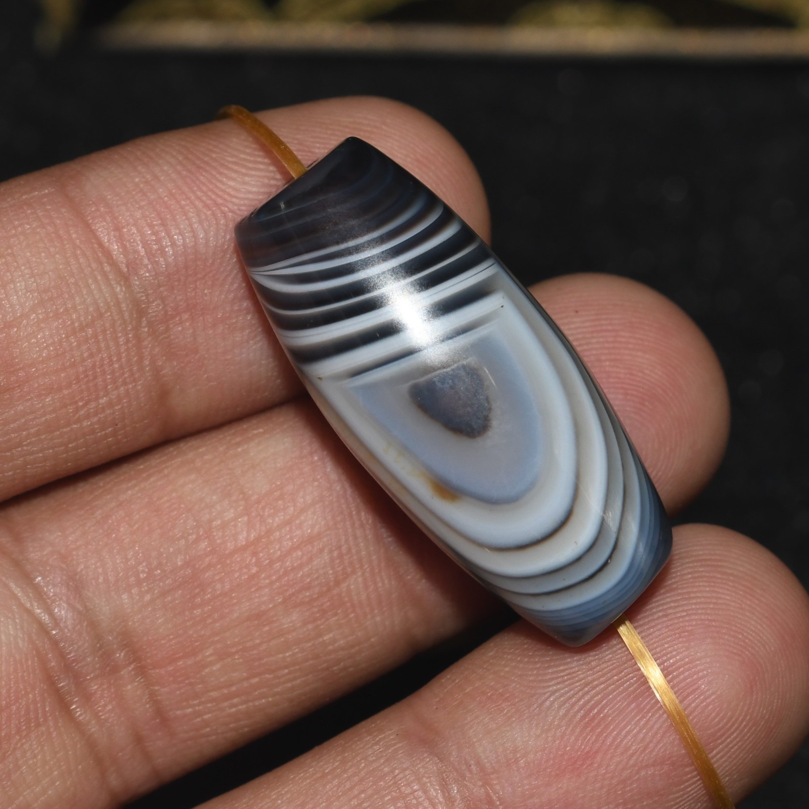 Antique Old Central Asian Bactrian Agate Stone Bead with Rare Pattern