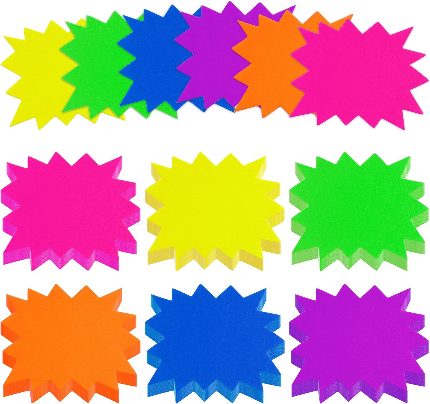 300 Pcs 3.5 * 2.8 Inch Fluorescent Starburst Signs for Retail, Garage Sale Tags,
