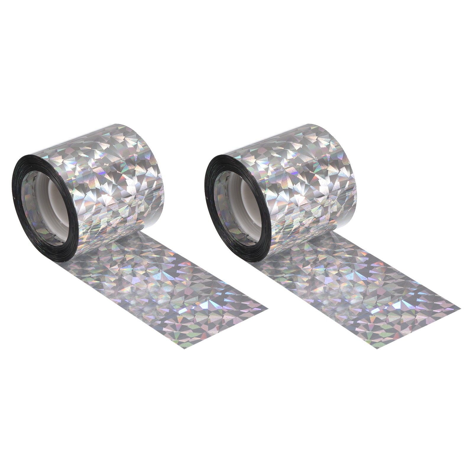 Bird Scare Tape,164 ft x 2 in PET Reflective Tape Ribbon Laser Floral,2 Roll