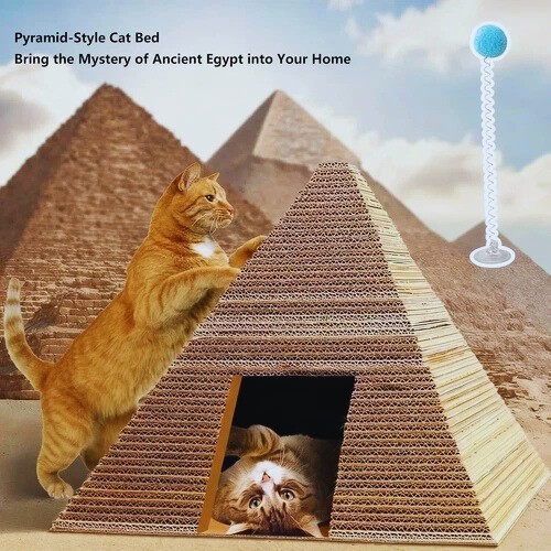 Cozy Interactive Cat House Pyramid Scratcher