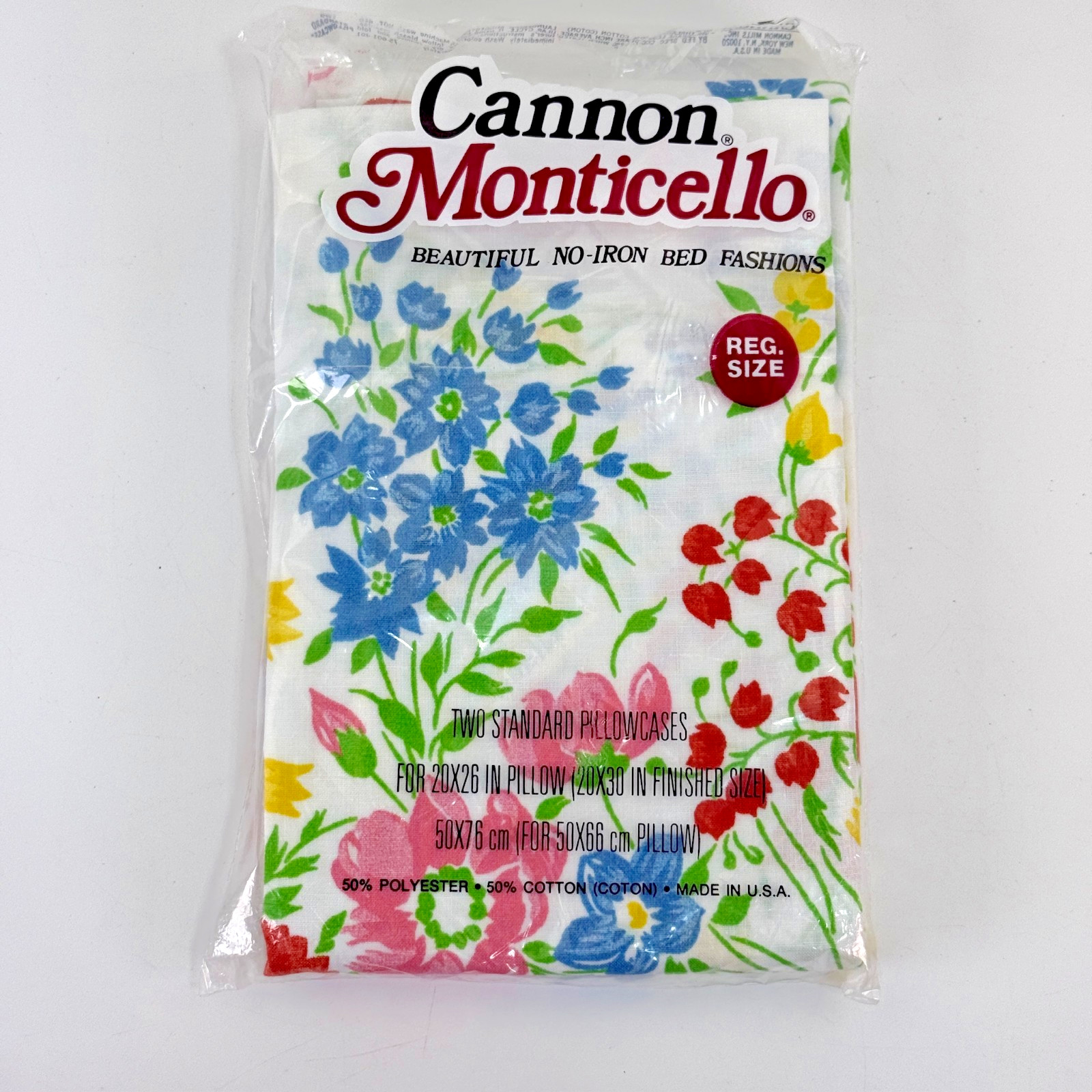 Vintage Cannon Monticello Floral Pillowcases Set 2 Standard Spring Cottagecore