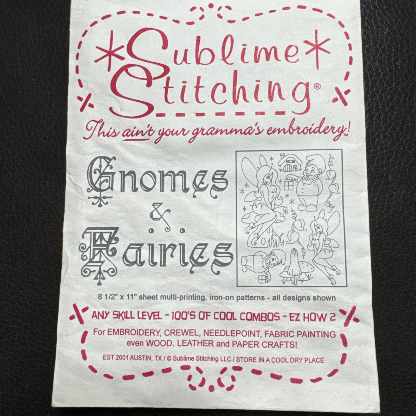 Sublime Stitching Gnomes & Fairies 8.5” x 11” embroidery iron on patterns set 3