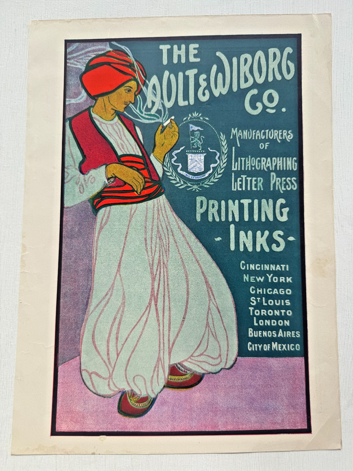 1910's Art Nouveau Lithographic Print Advertisement / Sample