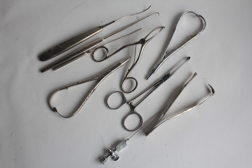 Lot of Antique Medical Instruments: 9 Various Surgical Tools (74137)