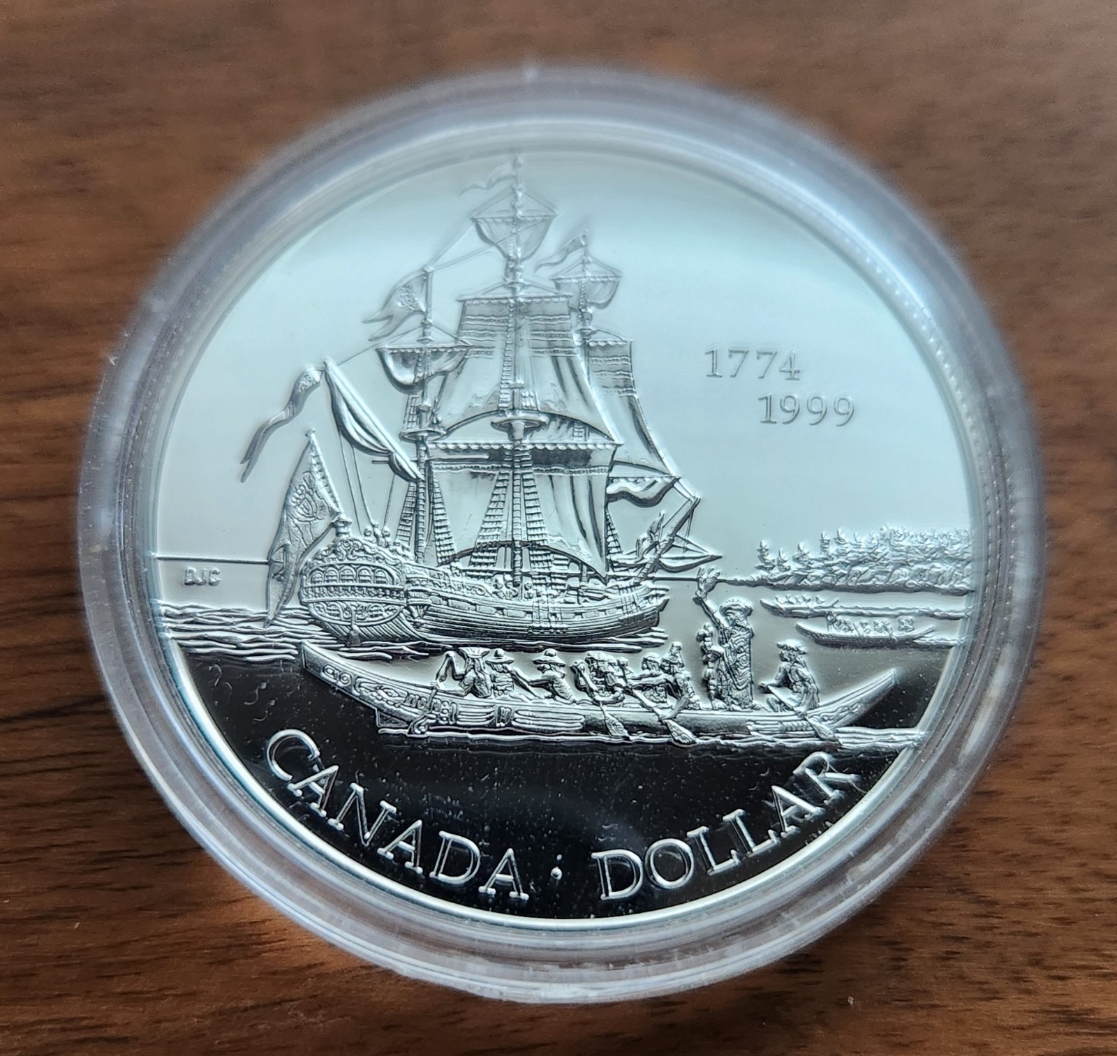 1999 Canadian .925 Silver Dollar Voyage Of Juan Perez/Queen Charlotte Islands