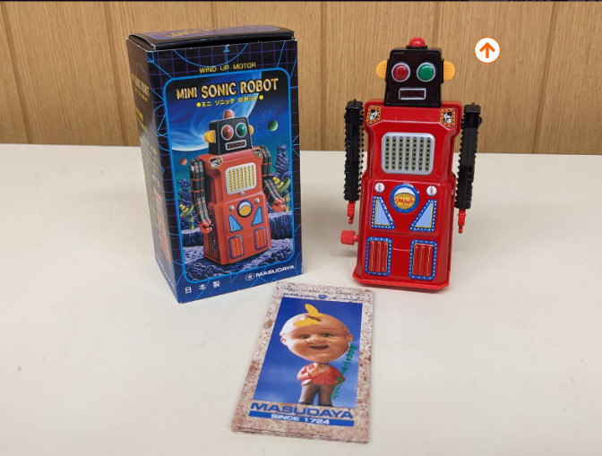 Vintage Mini Sonic Robot Wind Up Tin Toy Masudaya Retro Japan Robot
