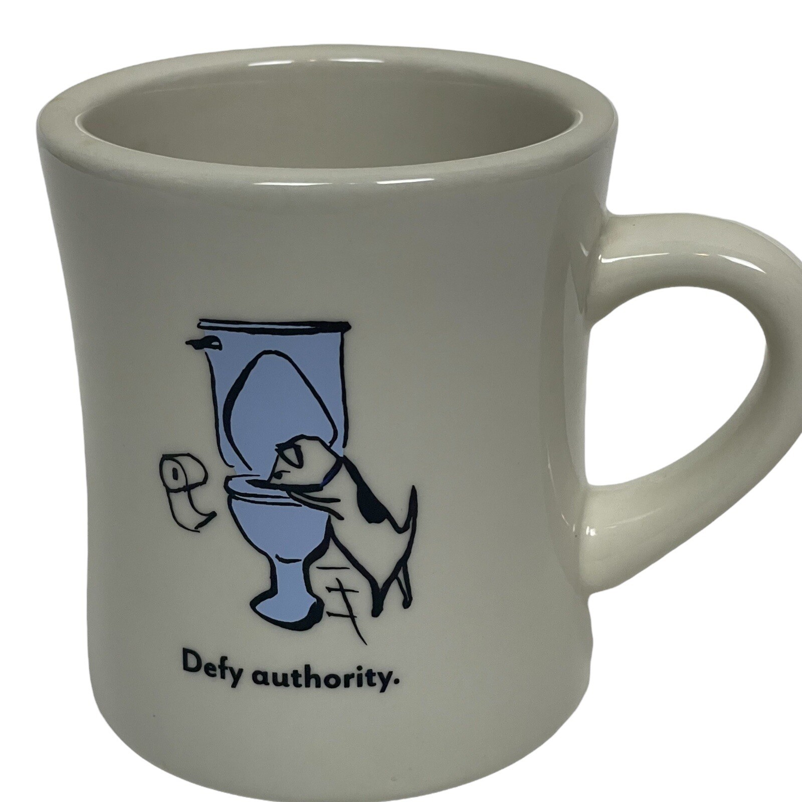 Bad Dog Wisdom Mug “Defy Authority” Funny Quote Black White Ceramic Cup