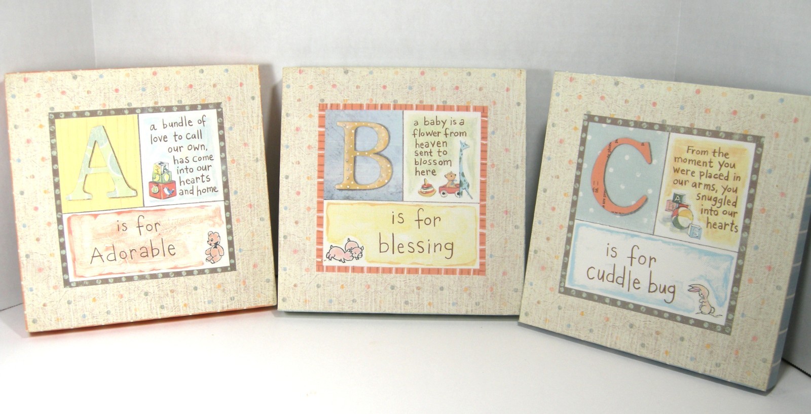Demdaco Wall Art Baby Nursery A is for Adorable Set of 3