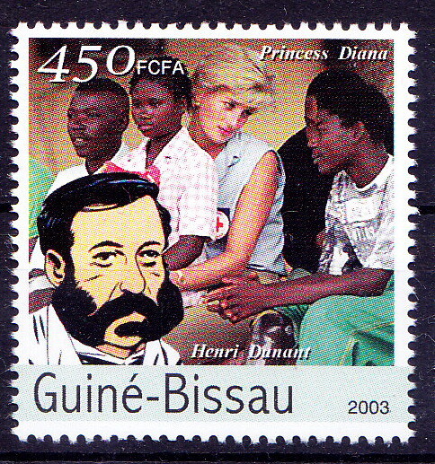 Guinea Bissau 2003 MNH, Red Cross, Henri Dunant, Nobel Peace, Diana 