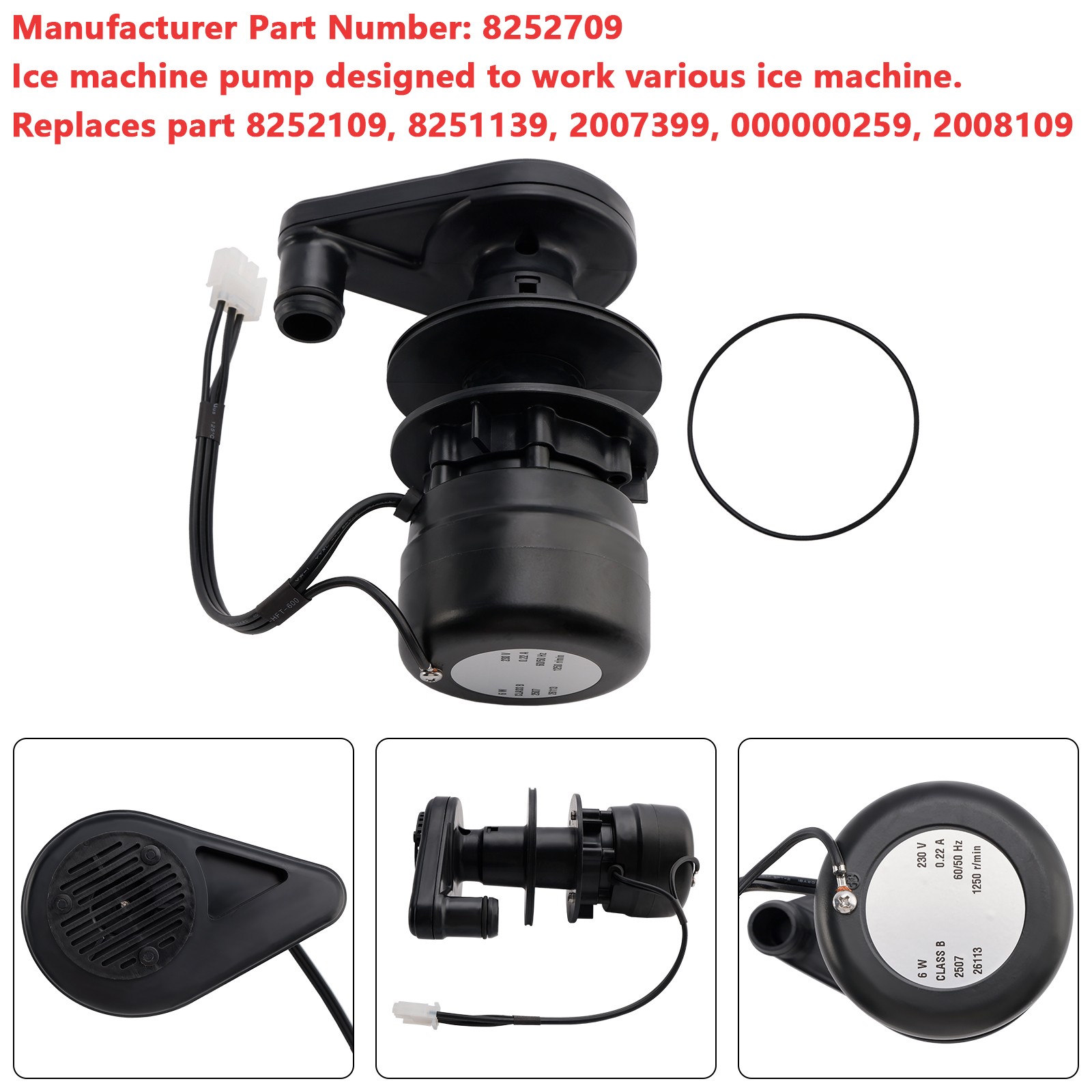 🚀Ice Machine Water Pump 230 Volt for Manitowoc 8252709 8251139 2007399 NEW