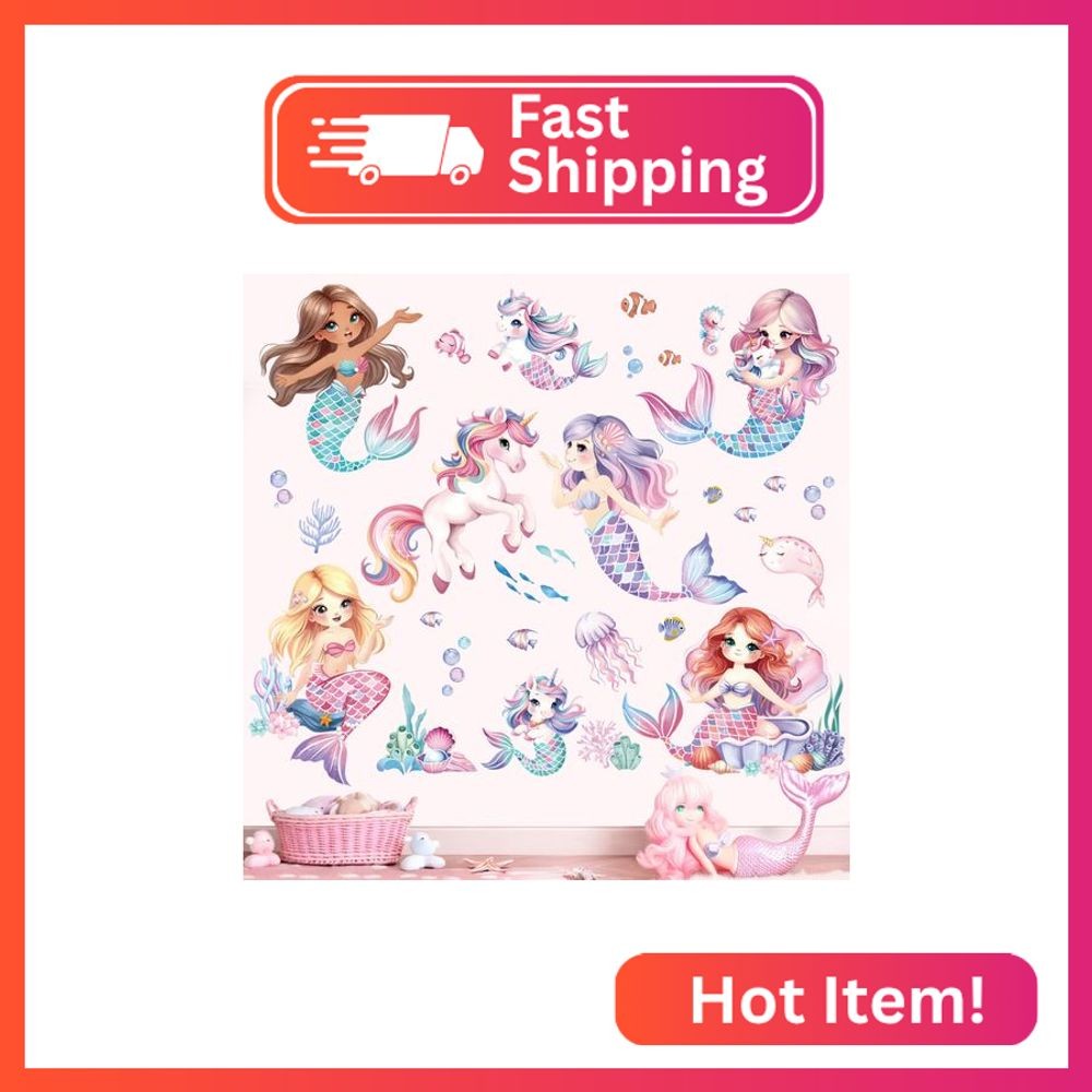 decalmile Mermaid Unicorn Wall Decals Under The Sea Ocean Fish Wall Stickers Bab
