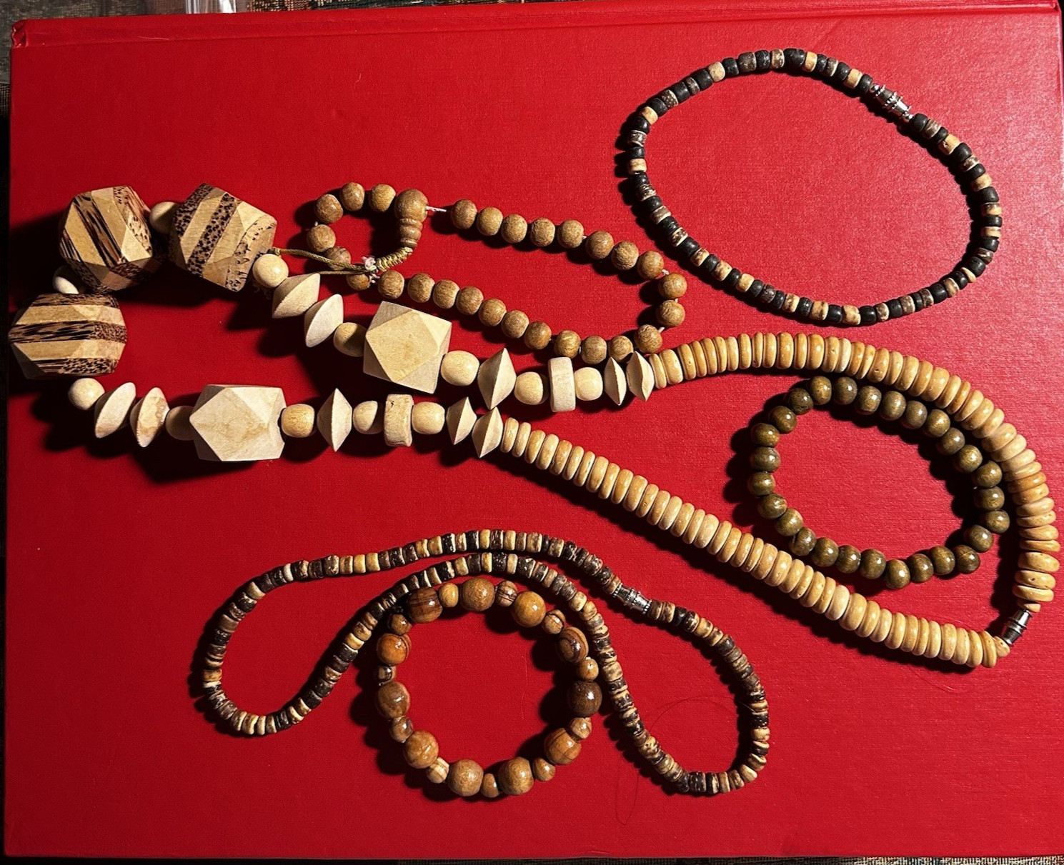 Wooden Jewelry Lot of 6 Necklace Bracelets Boho Vintage Earthy Hippie Whimsy