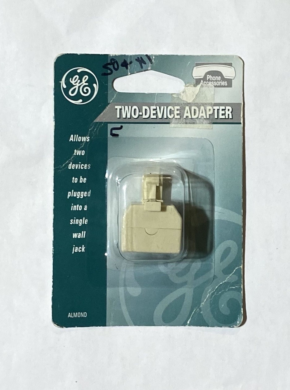 Vintage GE Two-Device Phone Adapter Splitter Almond RJ11 Modular Jack 76104 NEW
