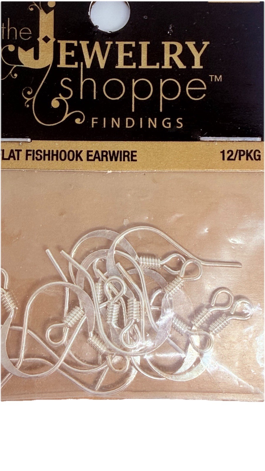 Flat Fishhook Earrwires Silver Qty:12