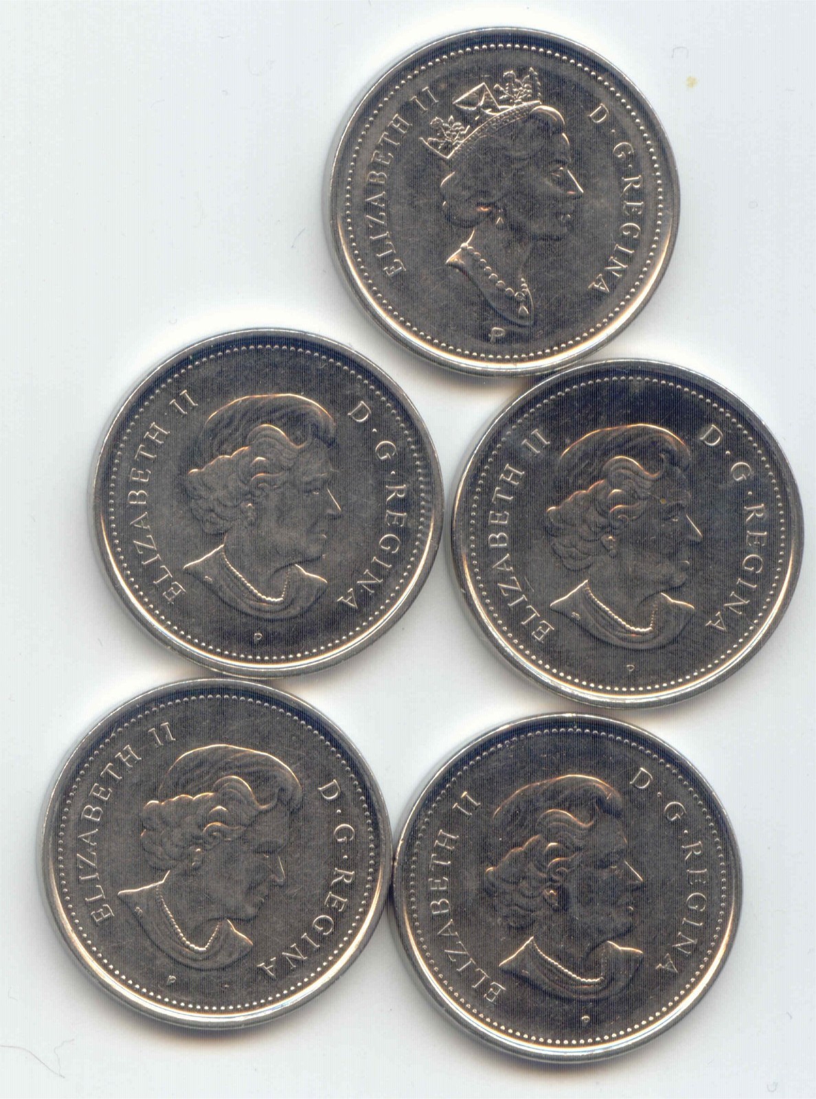 Canada 2003 2003 2004 2005 2006 All P Five Cent Canadian Nickel 5c Set - 5 Coins