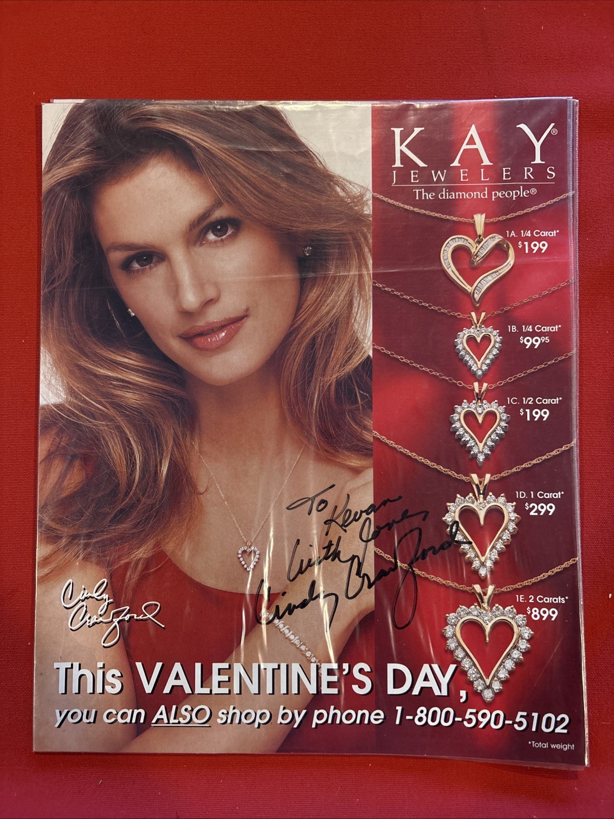Cindy Crawford  Autographed Signed 9x11 Kay Jewelers Flyer Rare