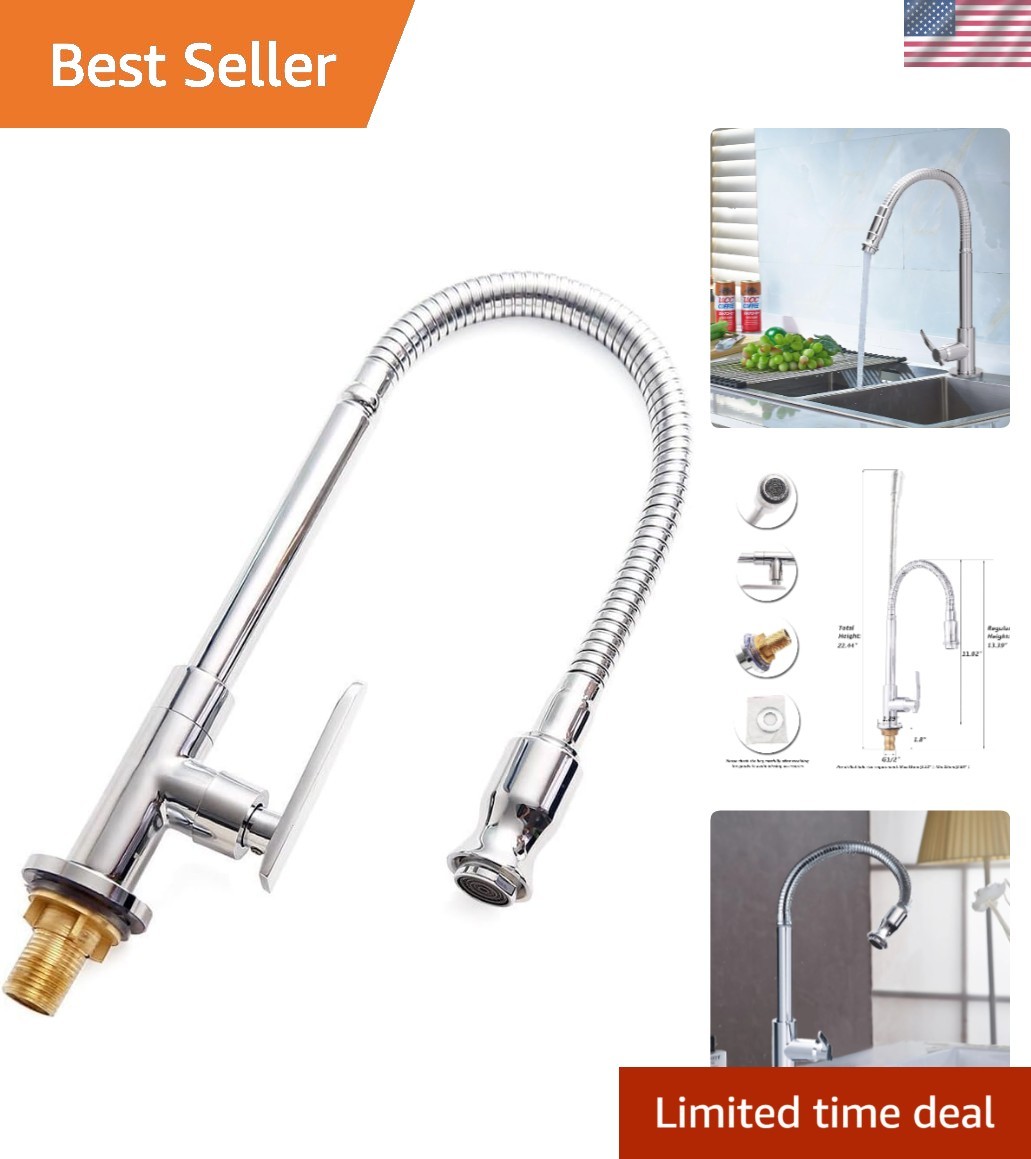 Single Lever Flexible Pull Out Kitchen Water Tap Sink Faucet Single-Tube Cold...