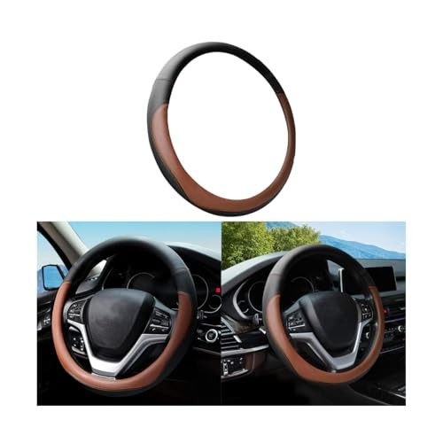  Car Steering Wheel Cover, Elastic Stretch Breathable Anti-Slip Coffee