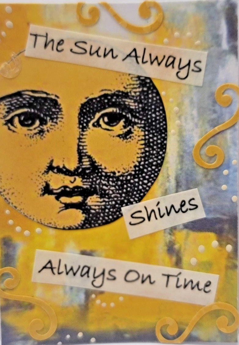 ACEO Mixed Media One of a Kind Original Collage Sun Handmade Art Gift Whimsical