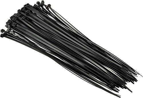 Heat Stabilized UV Nylon Cable Zip Ties [Pack of 100] – 4 in., 18lb., Black, ...