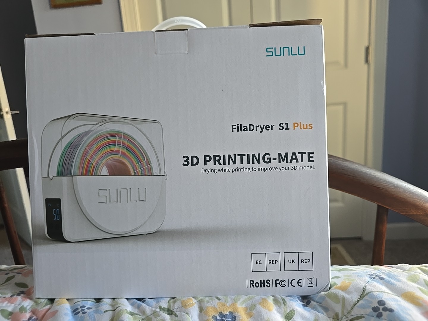 Sunlu 3D Printer Filament Dryer Box Upgraded S1 Plus with Fan,Filament Dryer