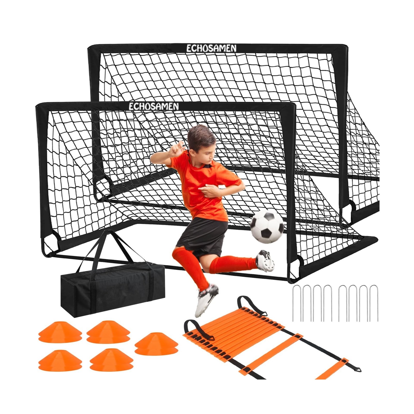 Kids Soccer Goals for Backyard, 2 of 6 x 4 ft Kids Soccer Goal Set Soccer Net...