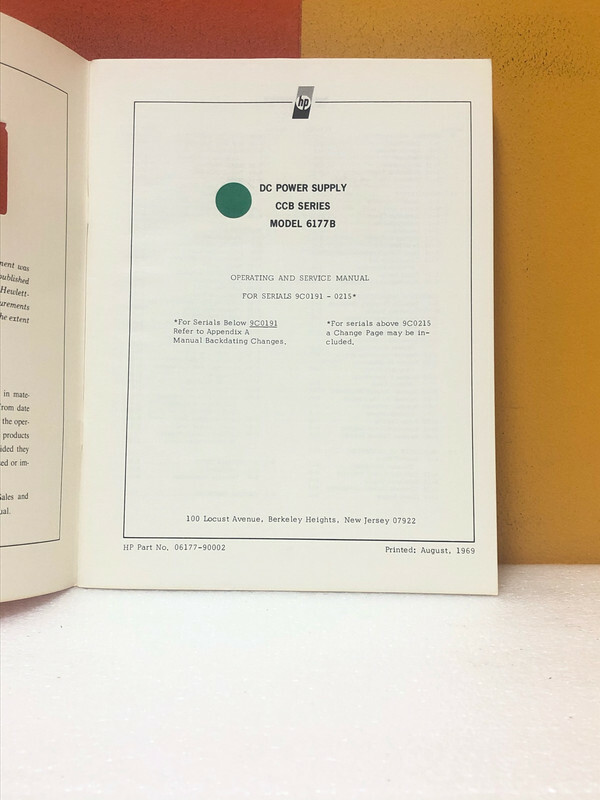 HP 06177-90002 DC Power Supply CCB Series Model 6177B Operating & Service Manual