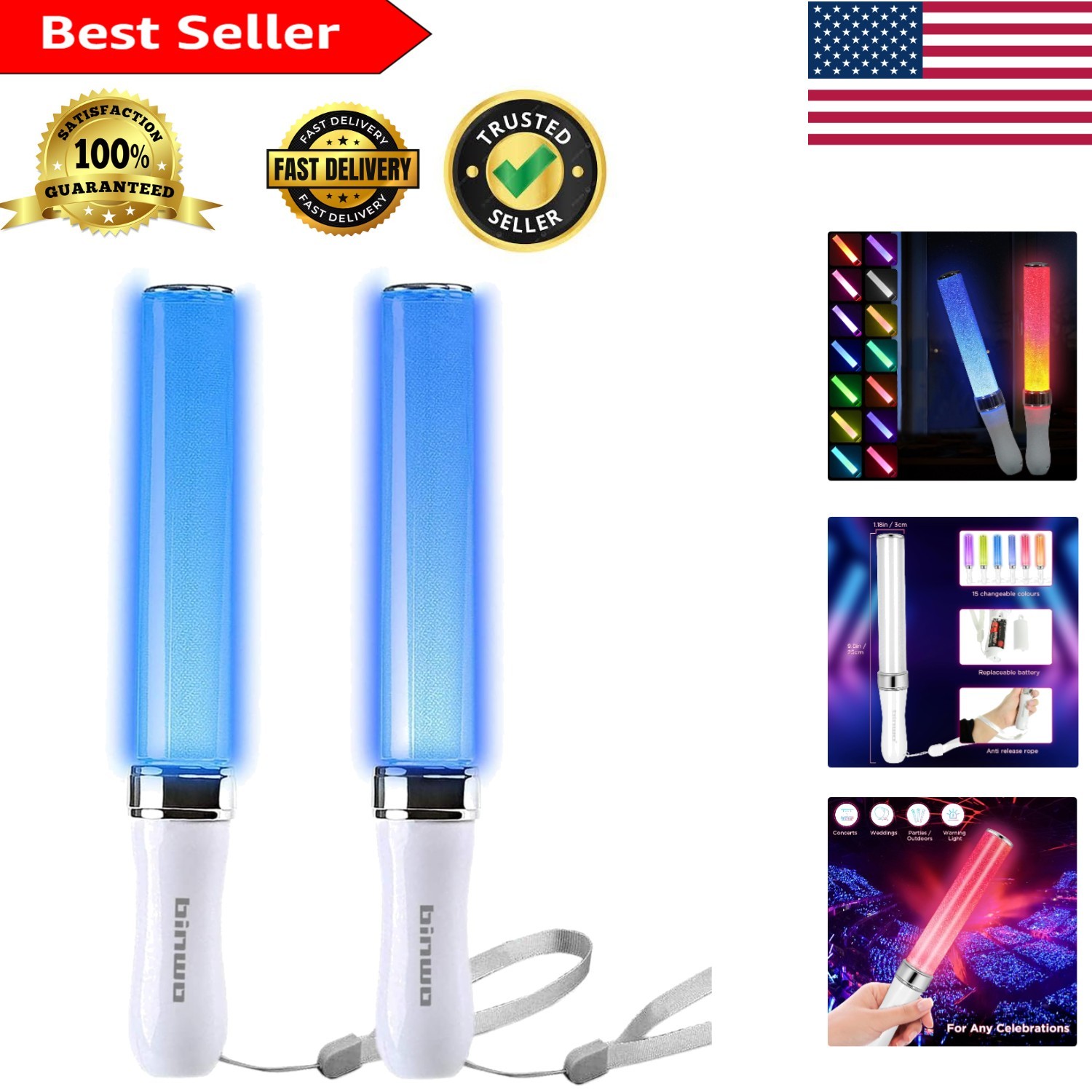 Lightweight 2 Pack LED Glow Sticks - Manual & Automatic Modes for Every Event
