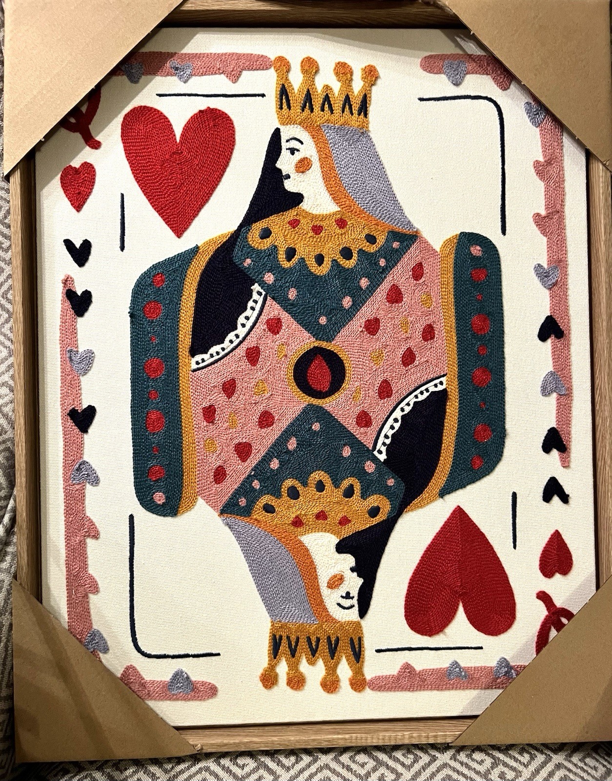 New BP Home Textile Embroidered Woven Queen Of Hearts.  16”x 20"
