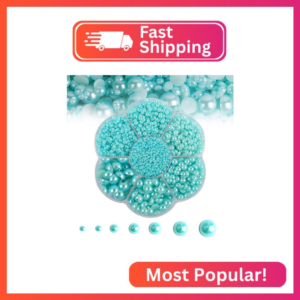 5600PCS Half Round Pearls Flatback Imitation Pearls for Crafts,7 Sizes for DIY N