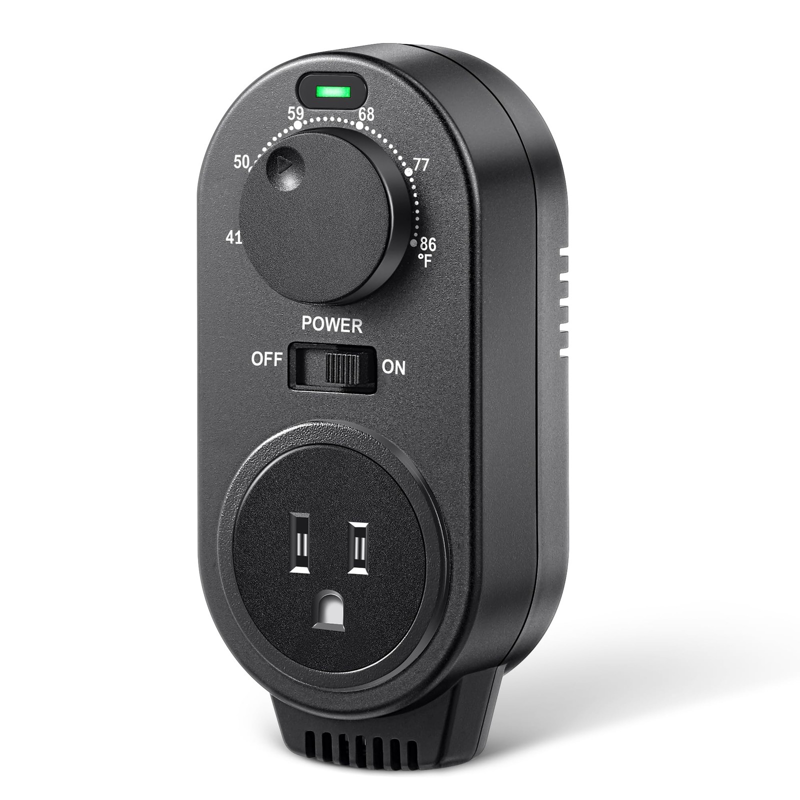 Gulfmew Adjustable Thermostat, Plug in Heating and Cooling Thermostat Black 