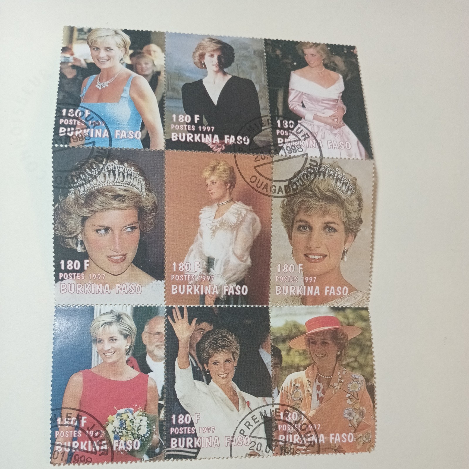 Princess Diana Stamps Burkina Faso 1997 Set Of 9  Collection Lot 