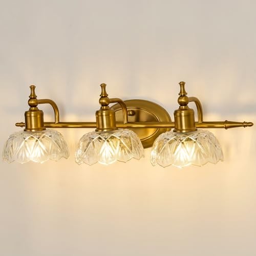 Vintage Gold Vanity Light 3 Light Bathroom Lighting Fixtures Over Mirror Wiht 
