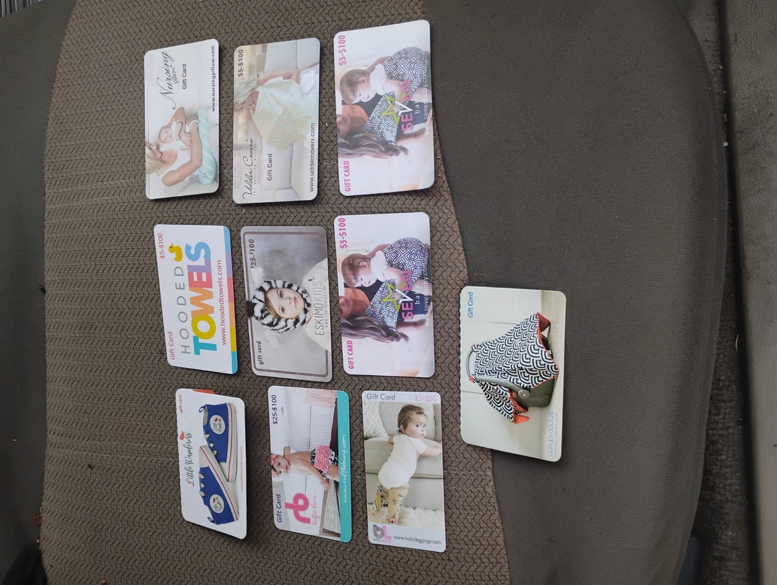 $455 Total 10 Gift Cards Little Wanderers Canopy Couture lot of promotional.