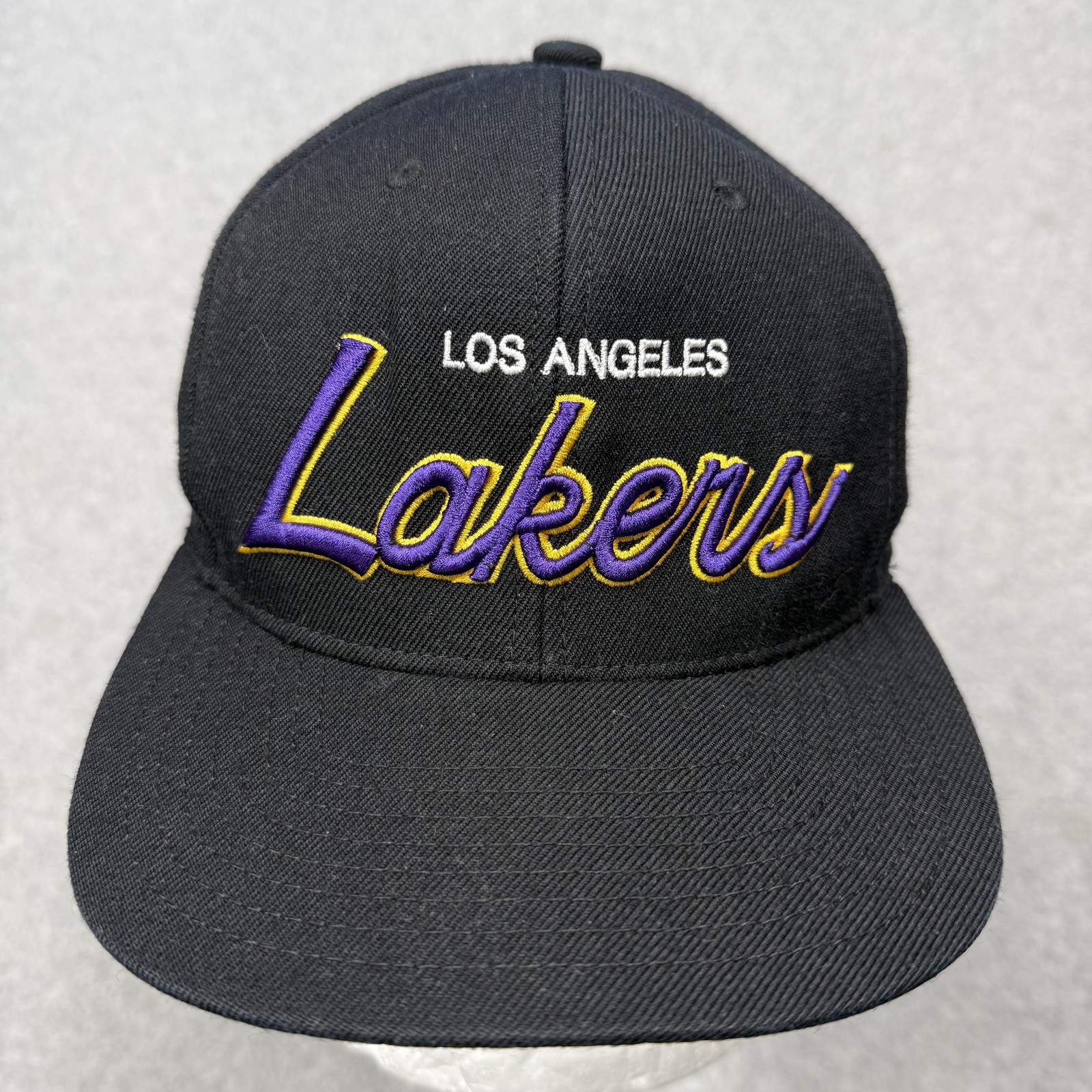 Los Angeles Lakers Hat Cap Snap Back Mens OSFA Black Basketball Mitchell & Ness