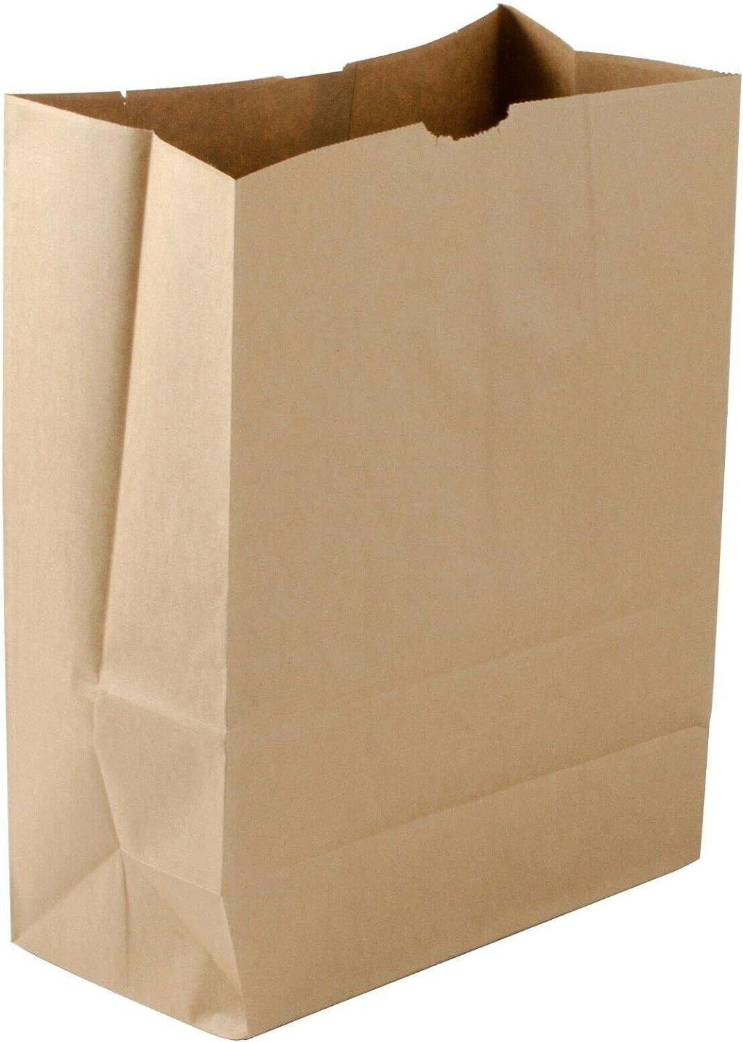 Shop&Save Large Paper Grocery Bags, 12X7X17 Kraft Brown Heavy Duty Barrel Sack 5