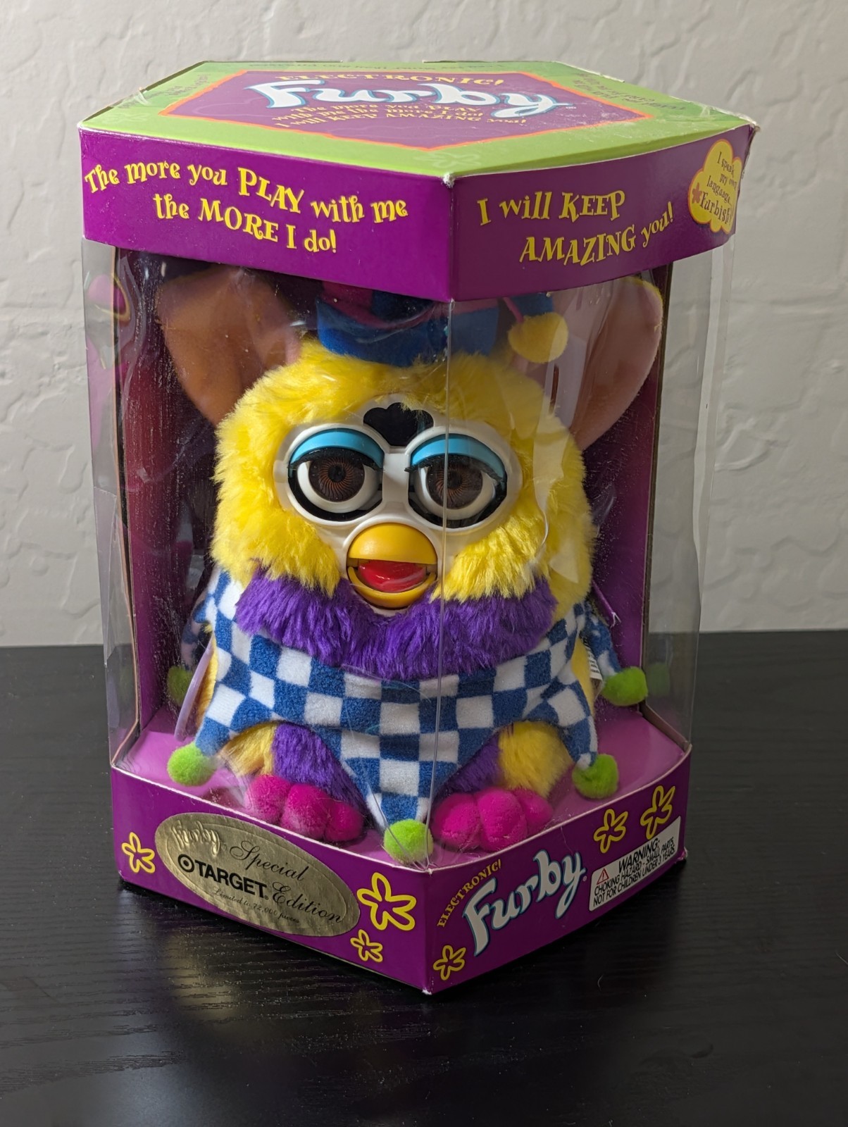 Vintage 1999 FURBY Jester Special Target Edition - New, Blue  Rare NIB
