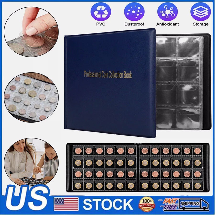 240 Holders Pockets Collection Book Coin Collecting Money Penny Storage Album
